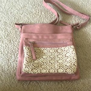 Nudeish pink with lace detail satchel